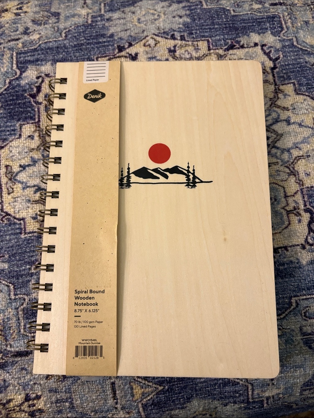 Wooden Spiral Notebook in Natural with Red Accent